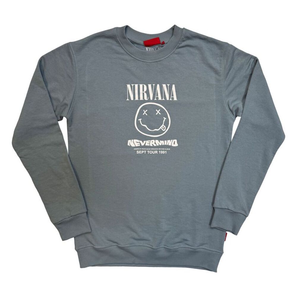 Nirvana Unisex Adult Unplugged Nevermind Tour 1991 Back Print Sweatshirt / Blue